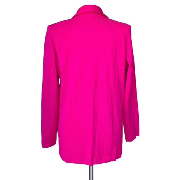 EXCLUSIVELY MISOOK Pink Blazer Size L Knit Long Sleeve Career Office Jacket - Picture 2 of 3
